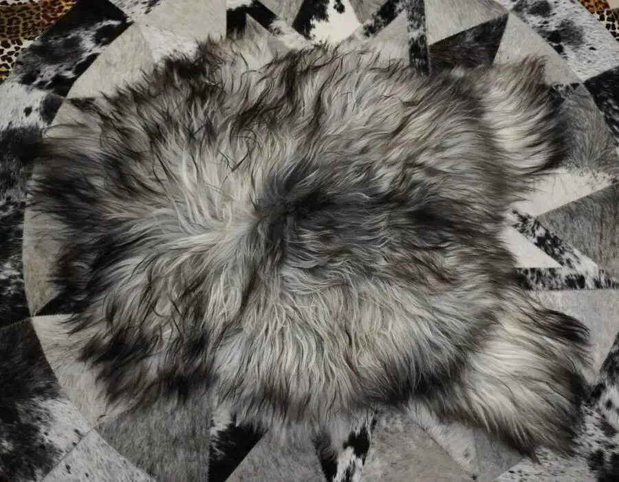 Cascading Shades of Grey - A Natural Icelandic Sheepskin Rug