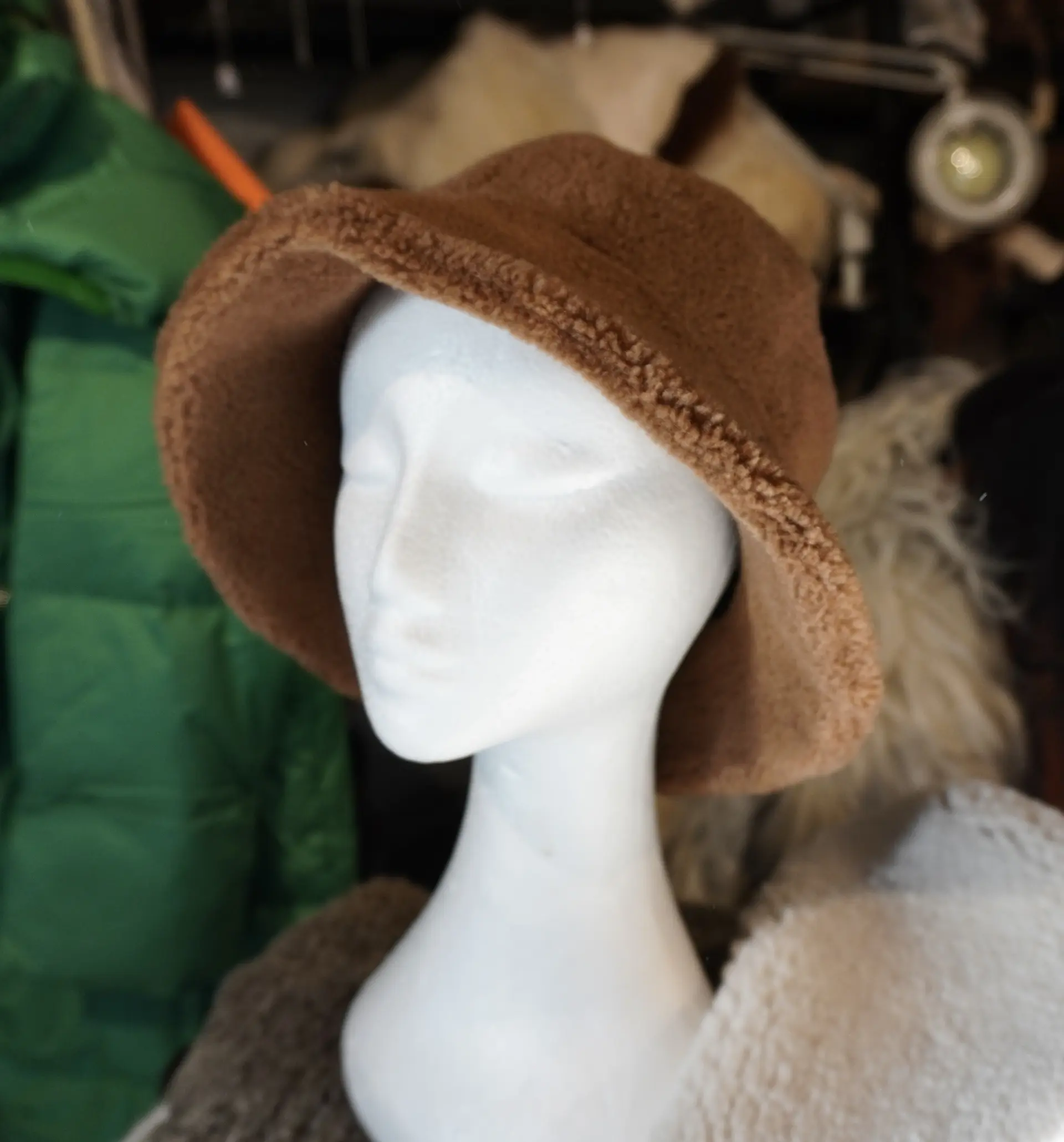 TAN Shearling Style Bucket Hat - A Must have Winter Wardrobe Accessory